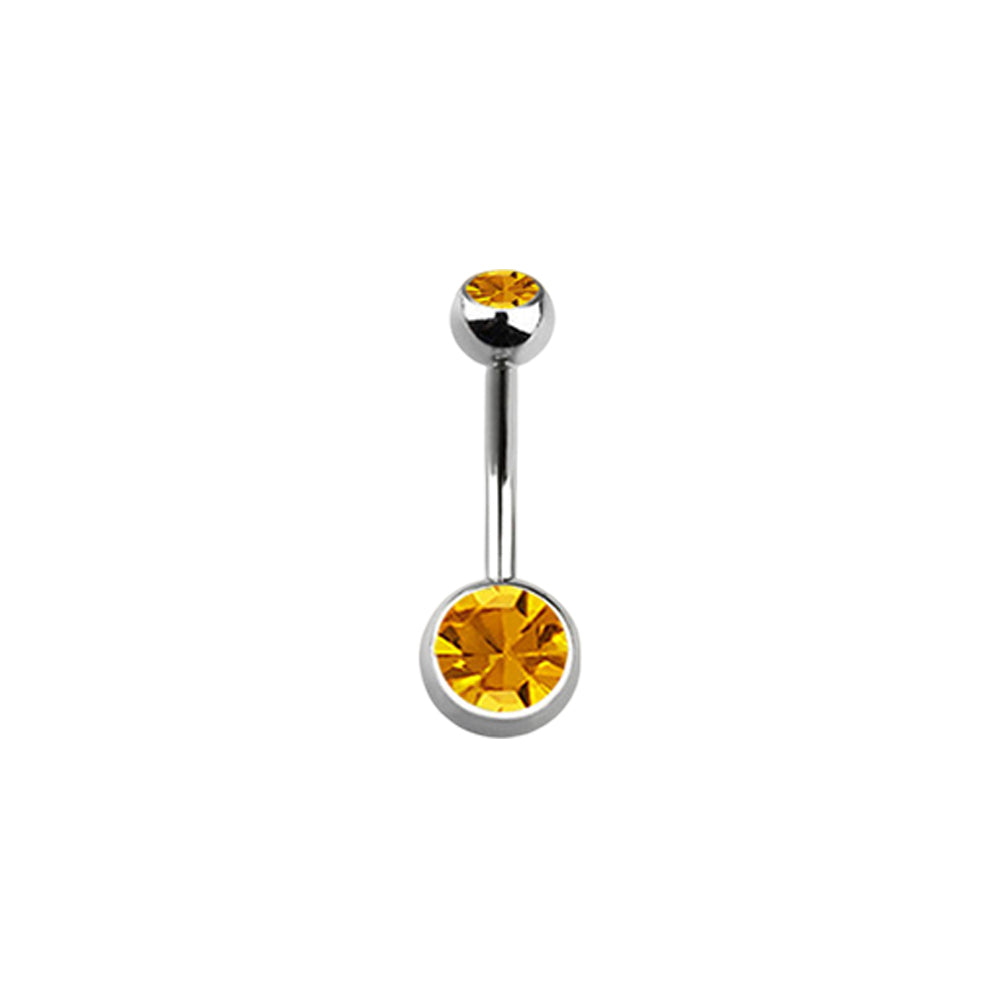 Titanium 14 Gauge Double CZ Belly Button Ring 14mm