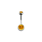 Titanium 14 Gauge Double CZ Belly Button Ring 14mm