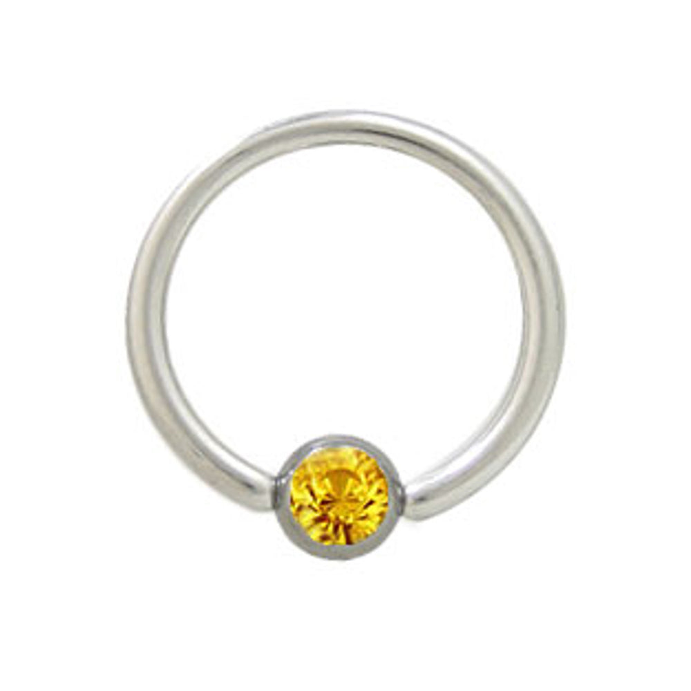 Surgical Steel 14 & 16 Gauge Captive Bead Ring with Orange CZ Ball