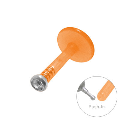 PTFE 16 Gauge Orange Flexible Labret Monroe with Clear CZ - photo 2