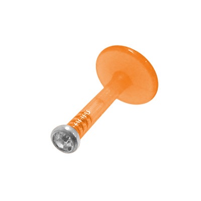PTFE 16 Gauge Orange Flexible Labret Monroe with Clear CZ