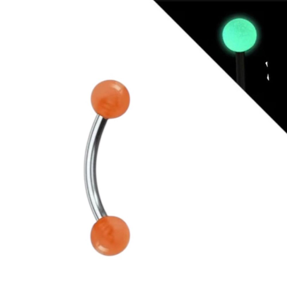 Surgical Steel 16 Gauge Eyebrow Barbell with Glow in Dark Acrylic Ball - photo 7