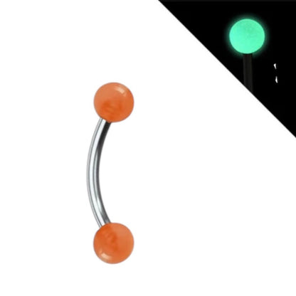 Surgical Steel 16 Gauge Eyebrow Barbell with Glow in Dark Acrylic Ball - photo 7
