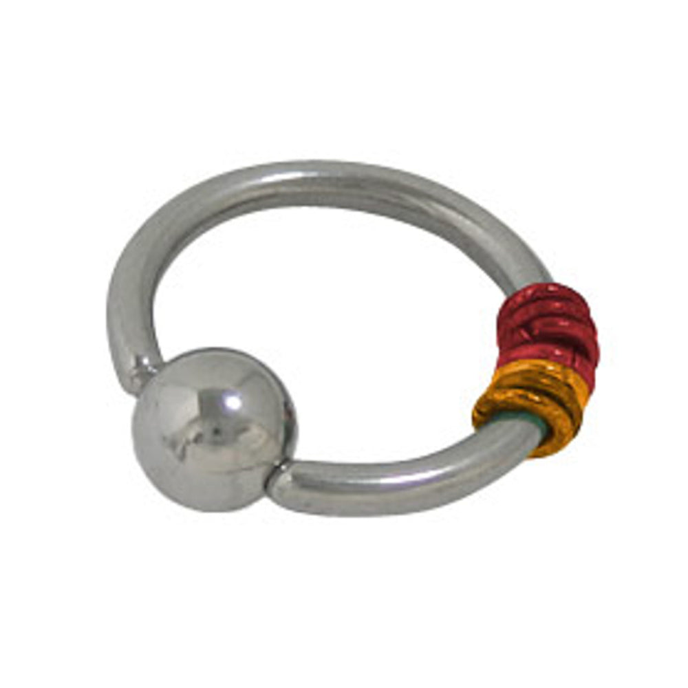 Surgical Steel Captive Bead Ring with Orange & Red O-Rings