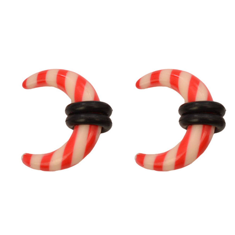 Acrylic Striped Pincher Tapers 2G with Black O-Rings - Pair - photo 4
