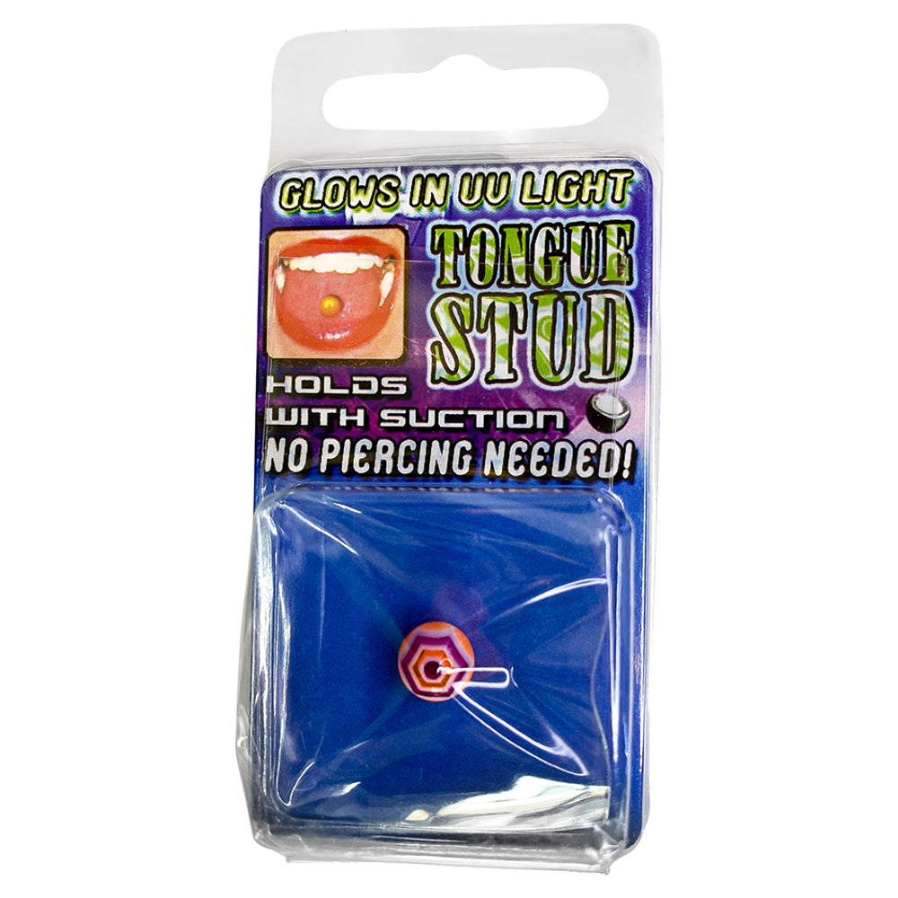 Acrylic Fake Tongue Stud Ring with UV Glow Stripe Ball - photo 3