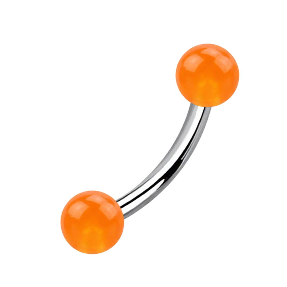 Titanium Curved Eyebrow Barbell 16G with Glow Ball Ends - photo 4