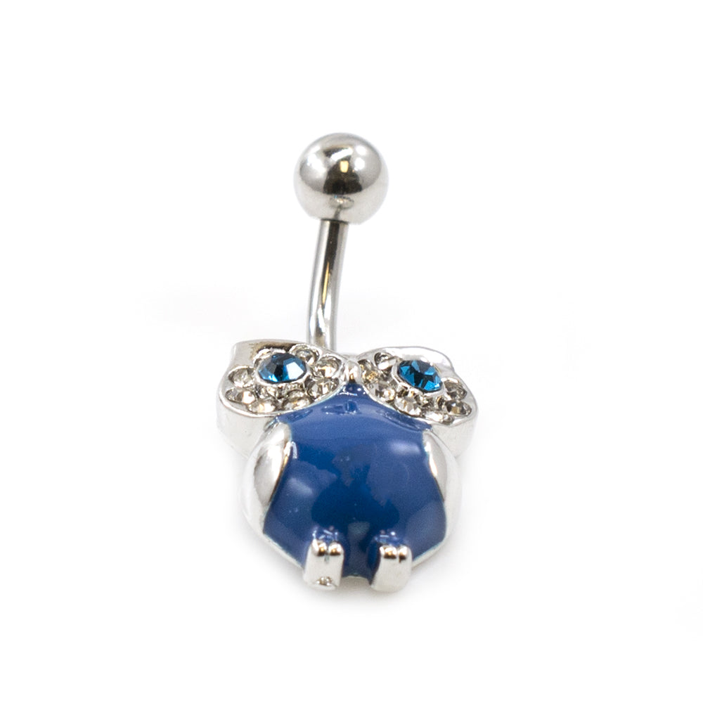 Surgical Steel Belly Ring with Large CZ Owl Design - photo 3