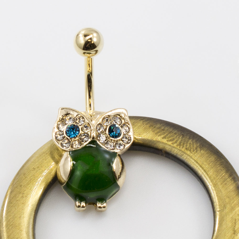 Surgical Steel Belly Ring with Large CZ Owl Design - photo 4