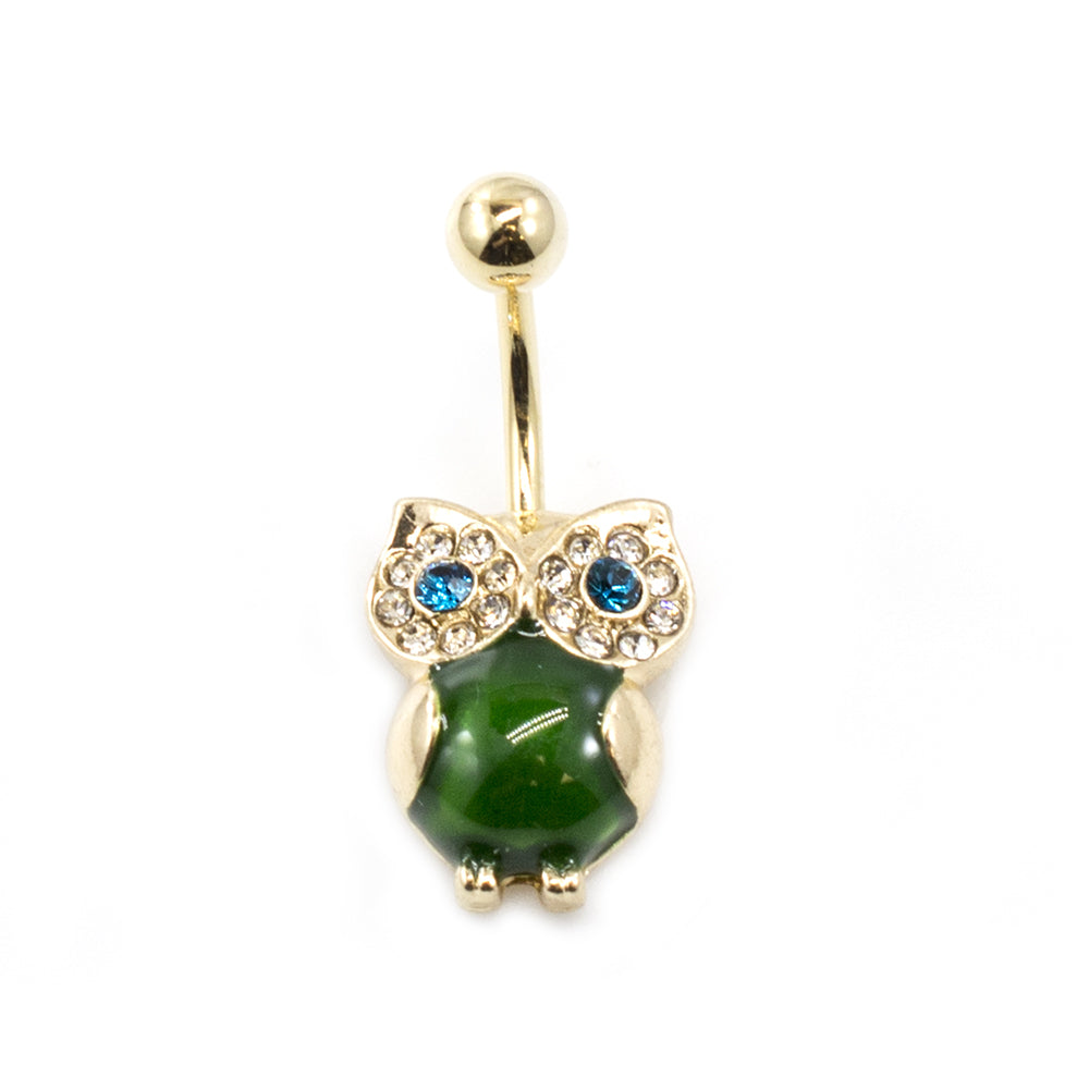 Surgical Steel Belly Ring with Large CZ Owl Design - photo 5