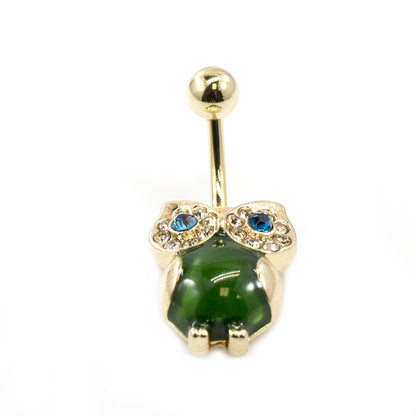 Surgical Steel Belly Ring with Large CZ Owl Design - photo 6