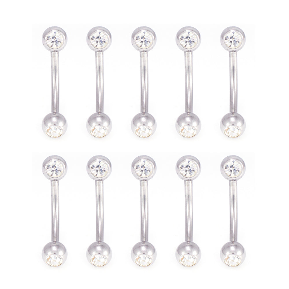 Surgical Steel 14 Gauge Belly Ring Clear CZ - 10 Pack