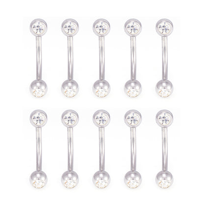 Surgical Steel 14 Gauge Belly Ring Clear CZ - 10 Pack