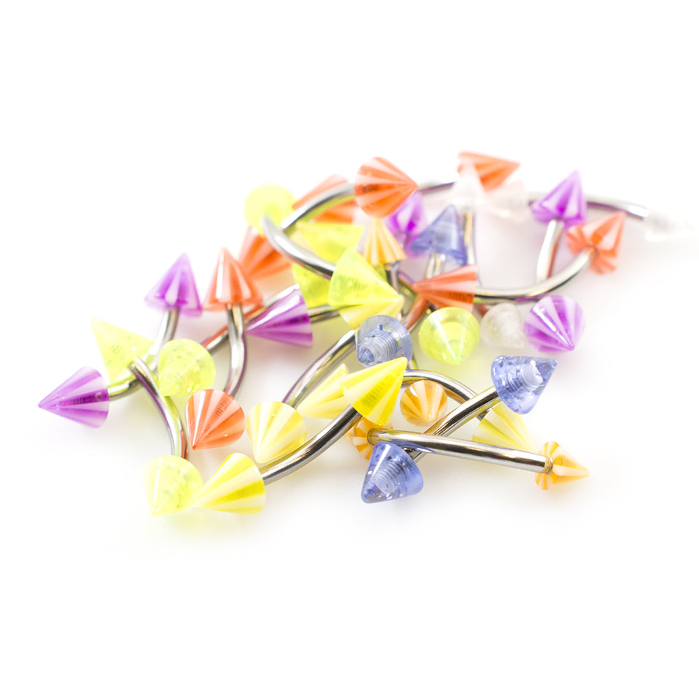 Surgical Steel 16 Gauge Curved Barbell with Spike Ends - 20 Pack - photo 3
