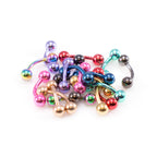 Ion Plated Surgical Steel 16G Eyebrow Barbells Assorted - 10 Pack