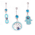 Surgical Steel 14G Evil Eye, Tree of Life & Hamsa Belly Rings - 3 Pack