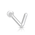 Surgical Steel L Bend Gem Top Nose Rings with Retainer - 3 Pack
