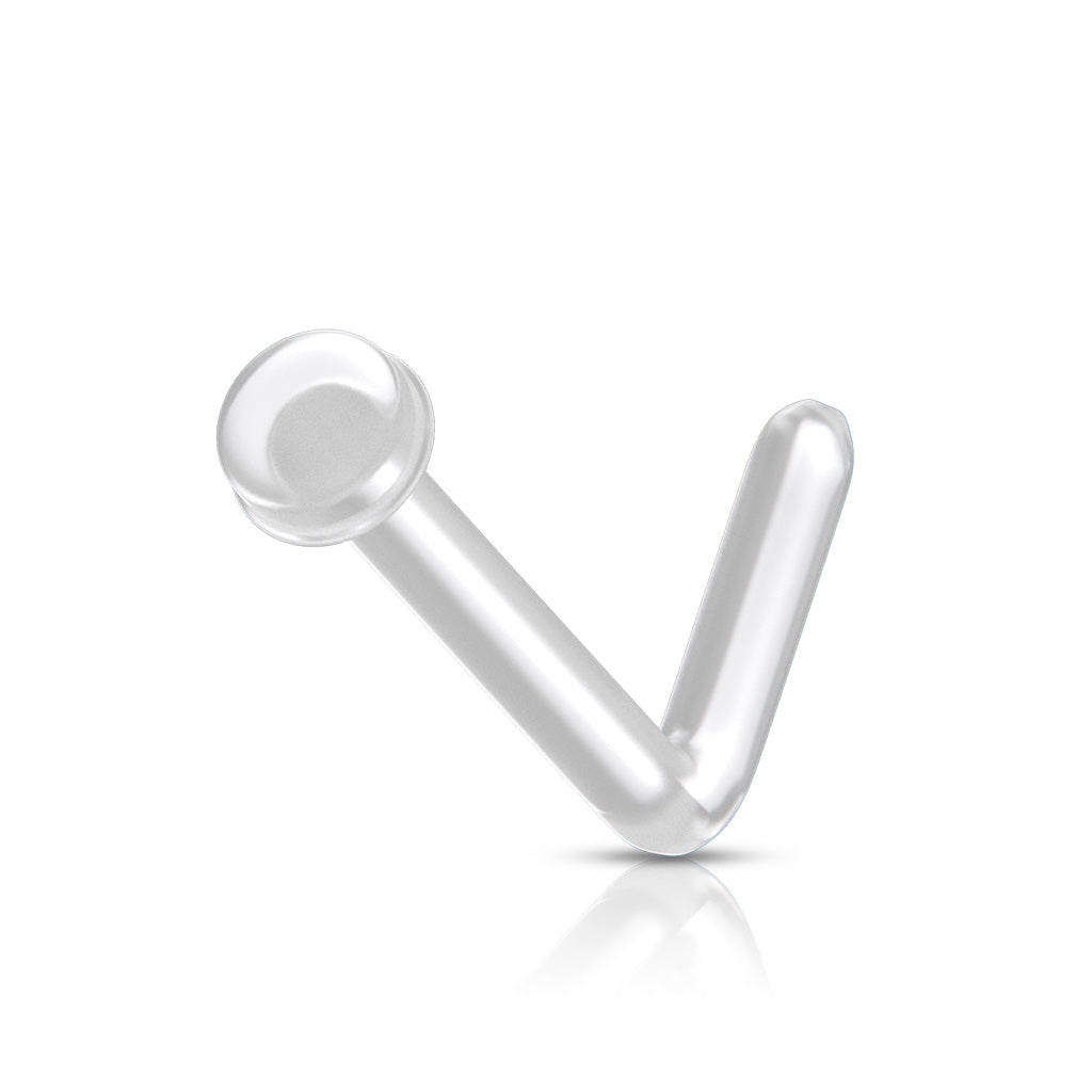 Surgical Steel L Bend Gem Top Nose Rings with Retainer - 3 Pack