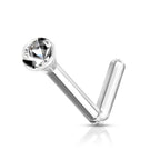 Surgical Steel L Bend Gem Top Nose Rings with Retainer - 3 Pack