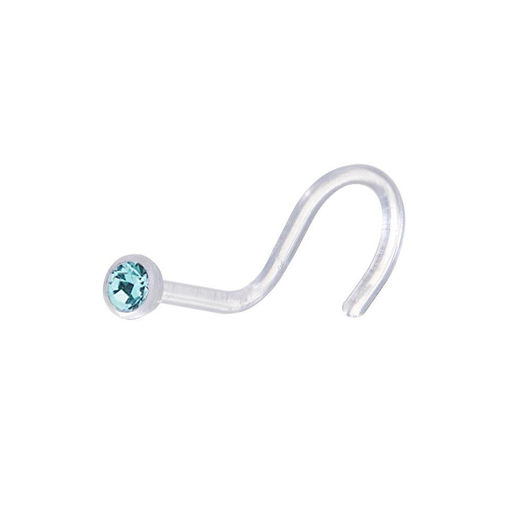 Surgical Steel 22 Gauge Blue CZ Nose Rings Star, Bone & Screw - 3 Pack