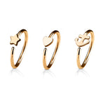 Anodized Surgical Steel 20 Gauge Nose Hoop with Charm - 3 Pack