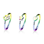 Anodized Surgical Steel 20 Gauge Nose Hoop with Charm - 3 Pack