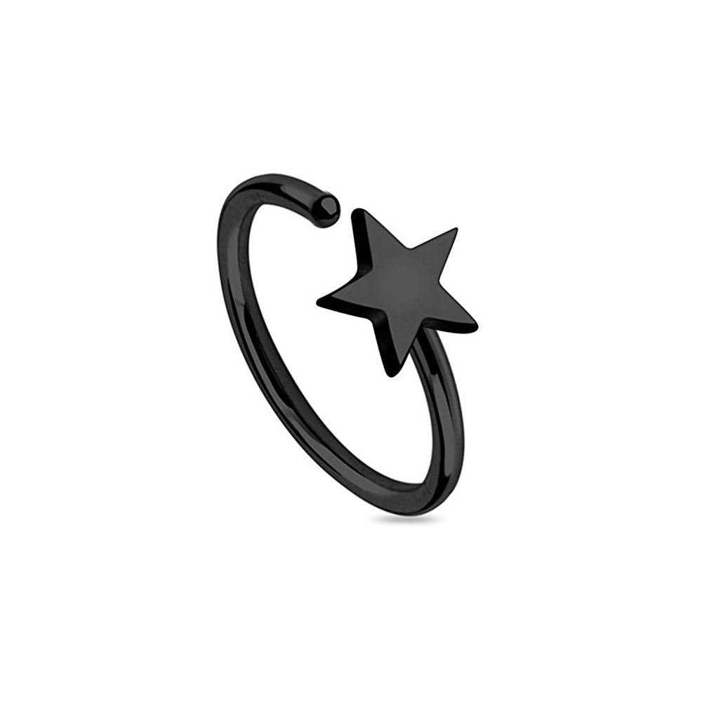 Surgical Steel 20 Gauge Nose Hoop Rings with Star Design - 4 Pack - photo 2