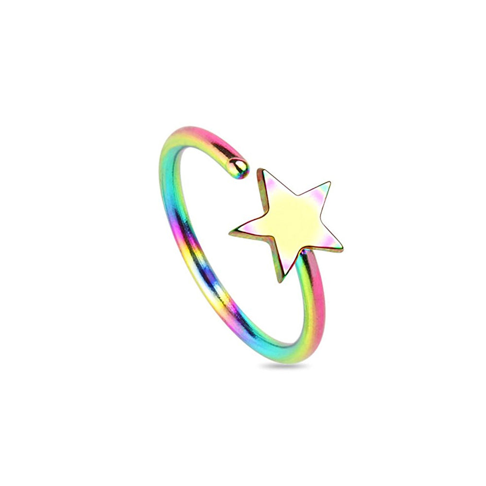 Surgical Steel 20 Gauge Nose Hoop Rings with Star Design - 4 Pack - photo 3