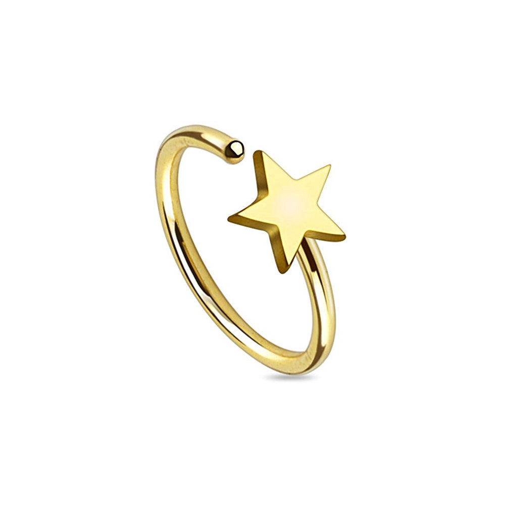 Surgical Steel 20 Gauge Nose Hoop Rings with Star Design - 4 Pack - photo 4