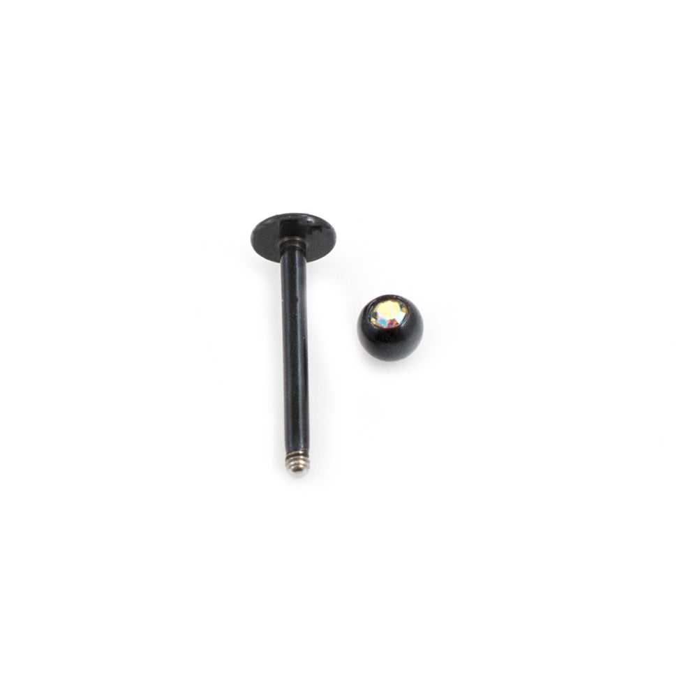 Surgical Steel Black Labret Studs Assorted CZ 16 Gauge 10mm - 5 Pack