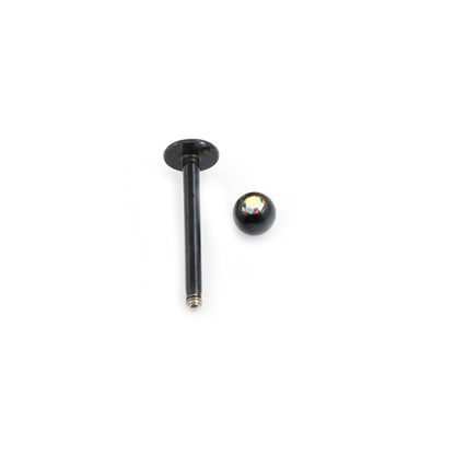 Surgical Steel Black Labret Studs Assorted CZ 16 Gauge 10mm - 5 Pack