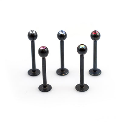 Surgical Steel 16 Gauge Labret Stud with Press Fit CZ - photo 5