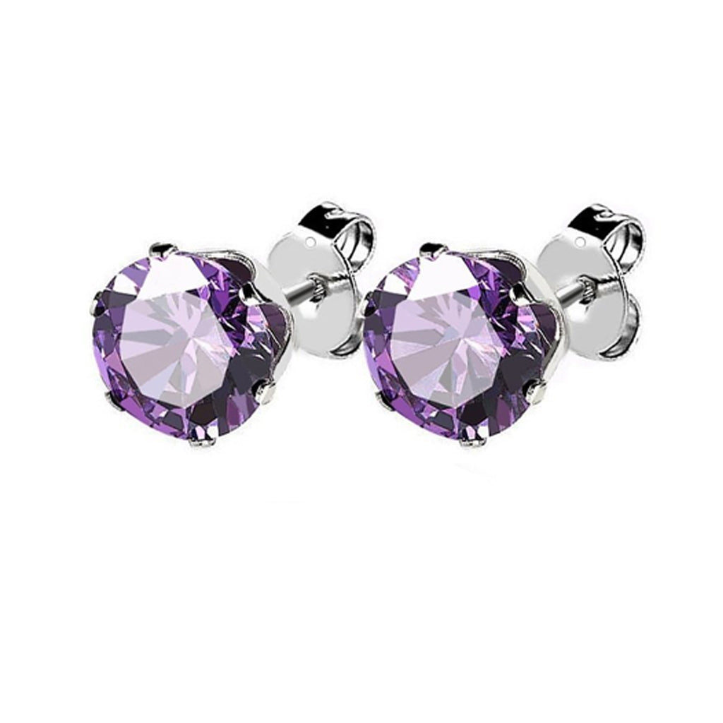 Surgical Steel Prong Set CZ Stud Earrings Assorted - 5 Pack