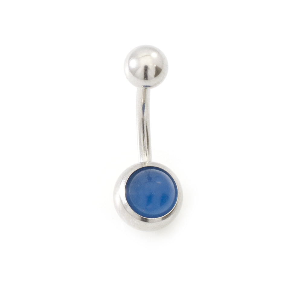 Surgical Steel 14 Gauge Belly Rings Semi Precious Stone - 6 Pack