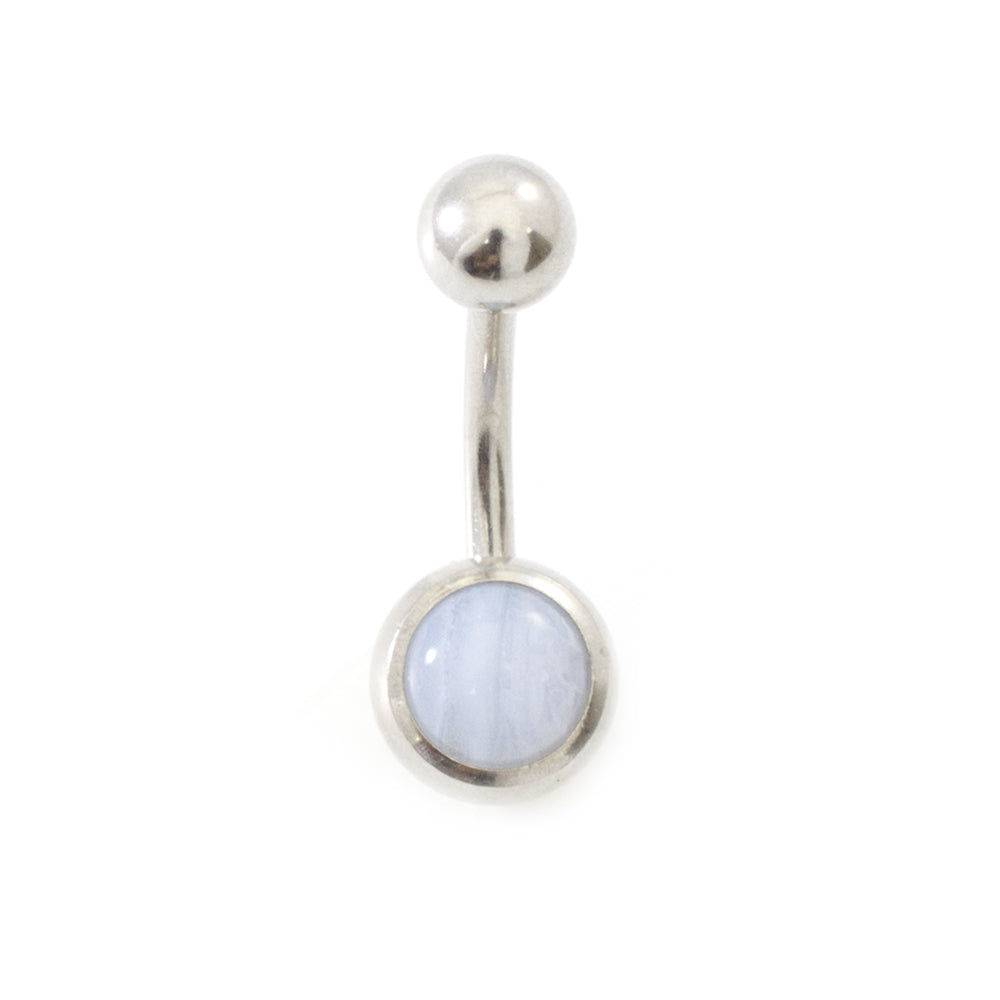 Surgical Steel 14 Gauge Belly Rings Semi Precious Stone - 6 Pack