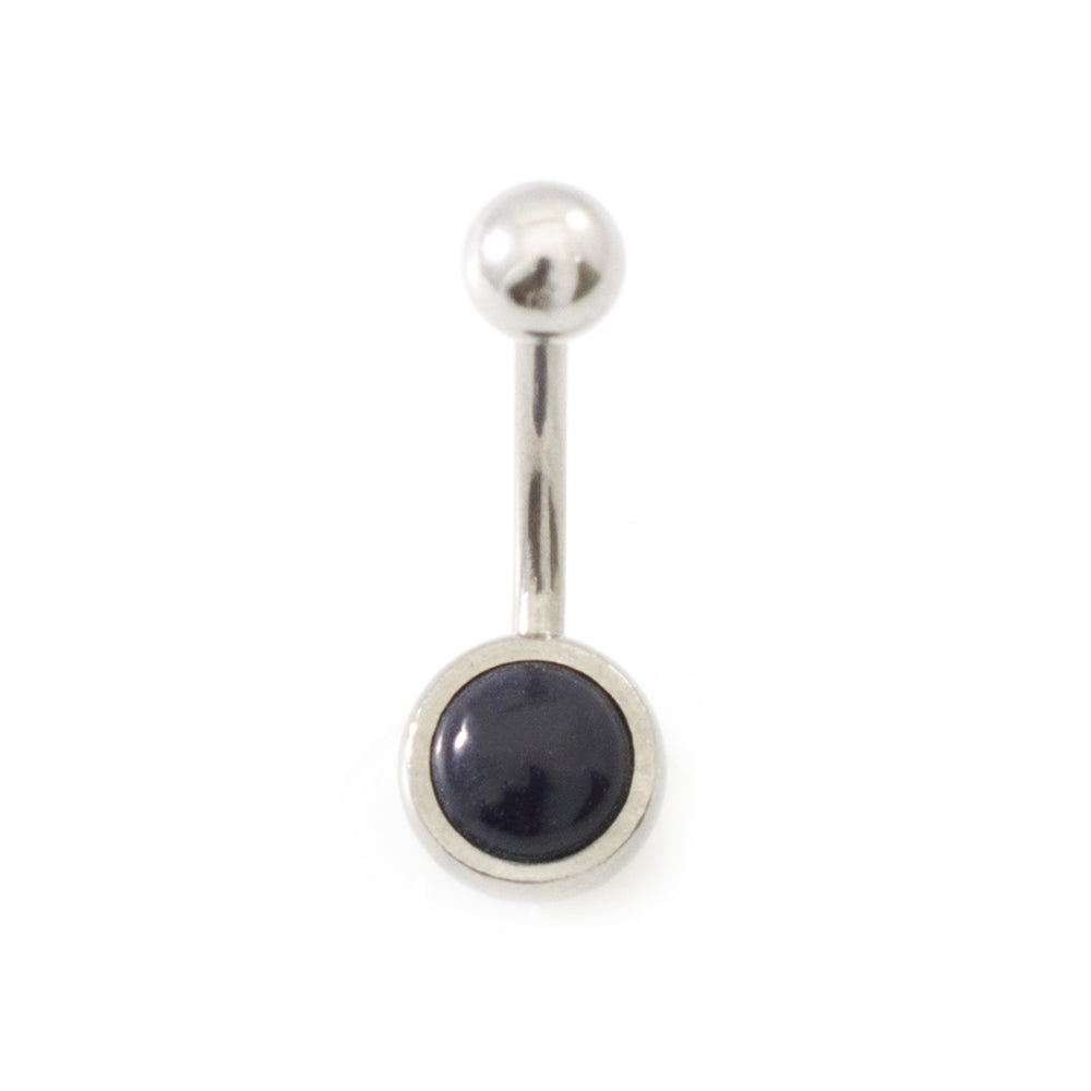 Surgical Steel 14 Gauge Belly Rings Semi Precious Stone - 6 Pack