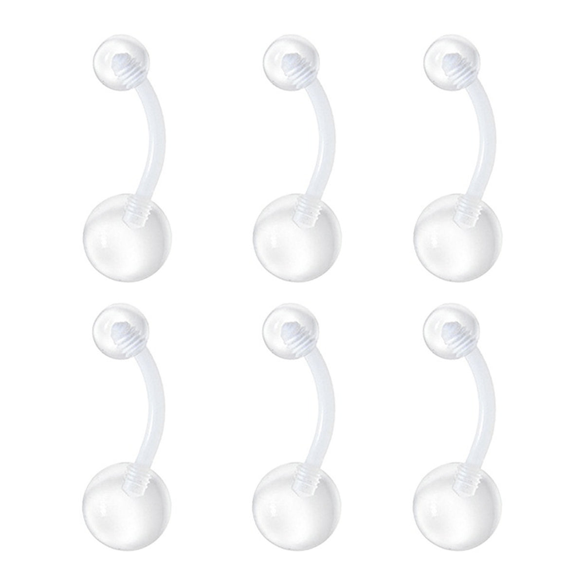 Bio-Flex Clear Belly Button Ring Retainer 14 Gauge 3/8" 10 mm - 6 Pack - Kruelty