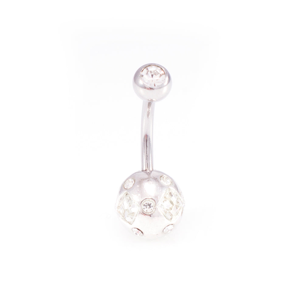 Surgical Steel 14 Gauge Belly Rings Sphere Design CZ - 7 Pack