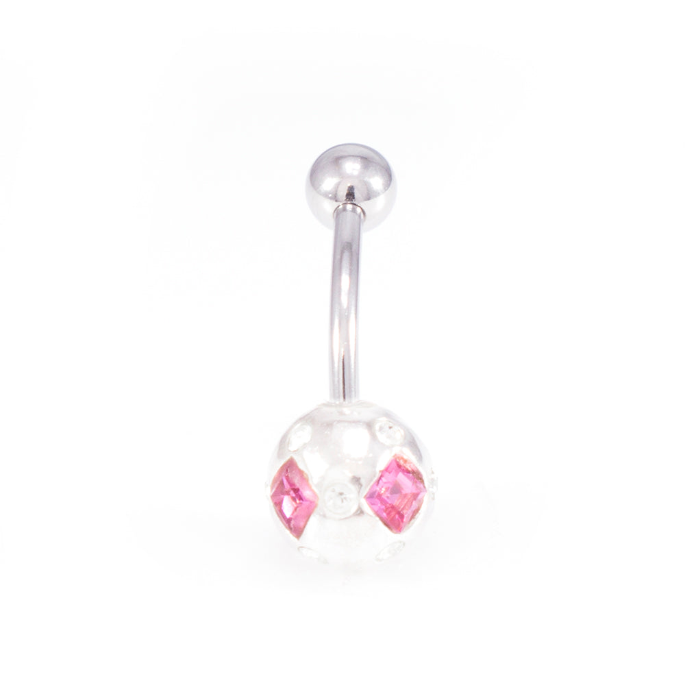 Surgical Steel 14 Gauge Belly Rings Sphere Design CZ - 7 Pack