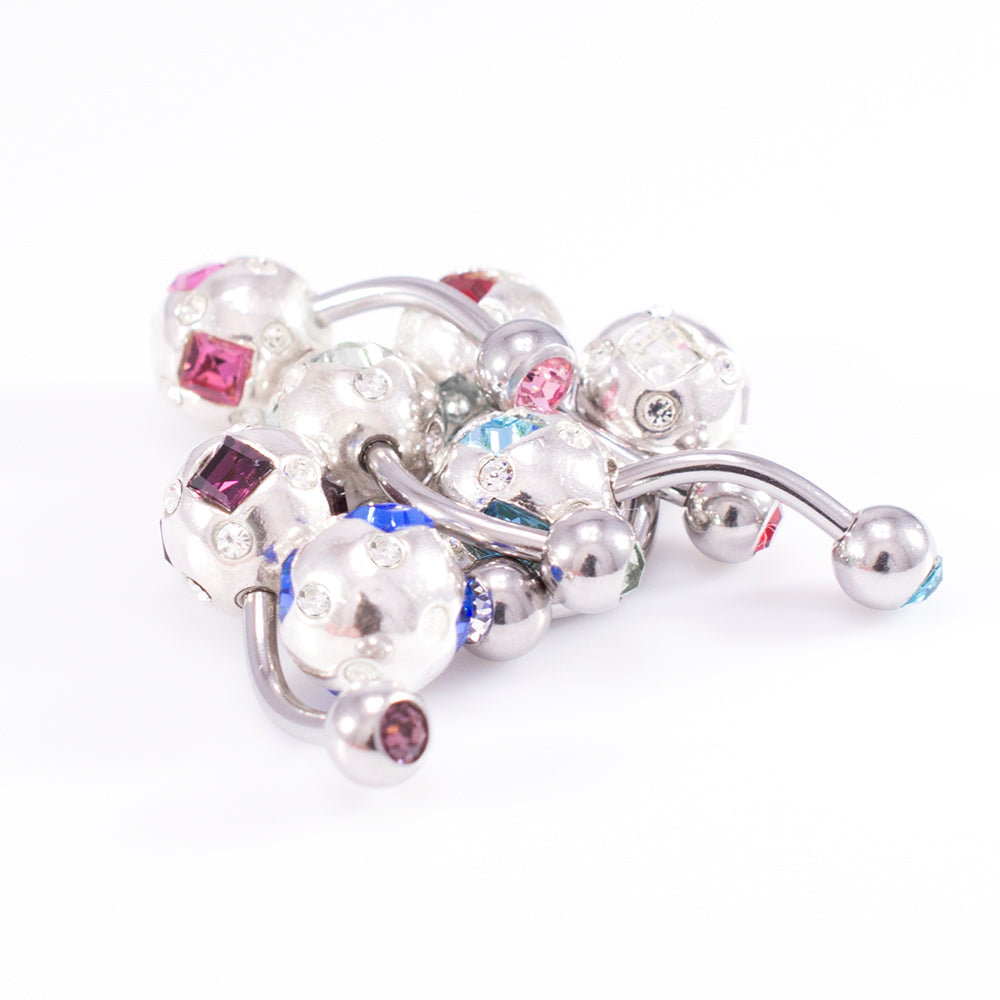 Surgical Steel 14 Gauge Belly Rings Sphere Design CZ - 7 Pack