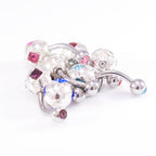Surgical Steel 14 Gauge Belly Rings Sphere Design CZ - 7 Pack