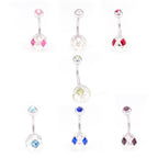 Surgical Steel 14 Gauge Belly Rings Sphere Design CZ - 7 Pack