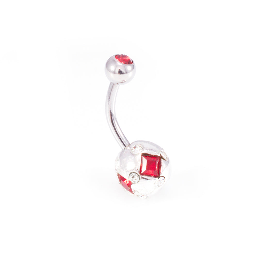 Surgical Steel 14 Gauge Belly Rings Sphere Design CZ - 7 Pack