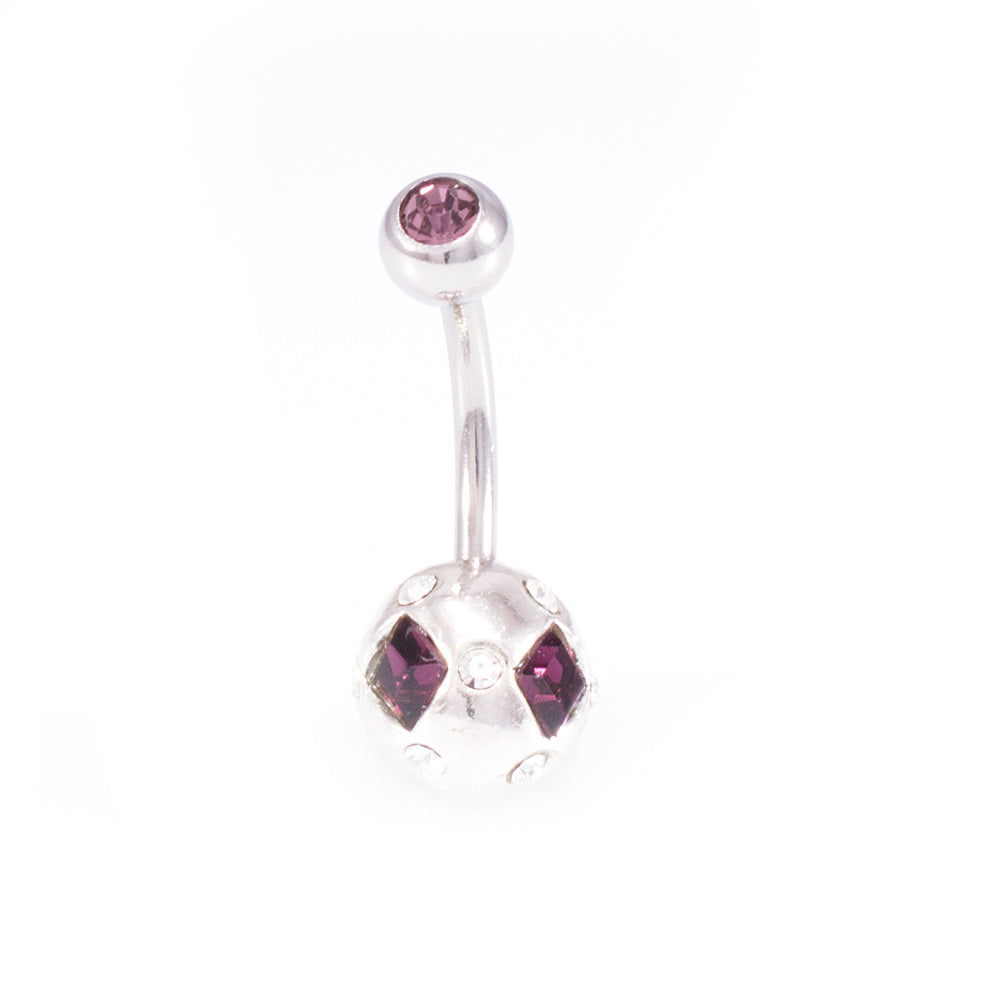 Surgical Steel 14 Gauge Belly Rings Sphere Design CZ - 7 Pack