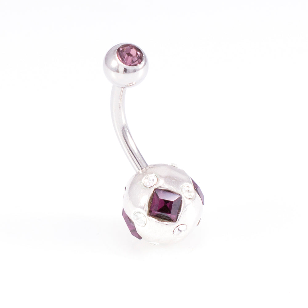 Surgical Steel 14 Gauge Belly Rings Sphere Design CZ - 7 Pack