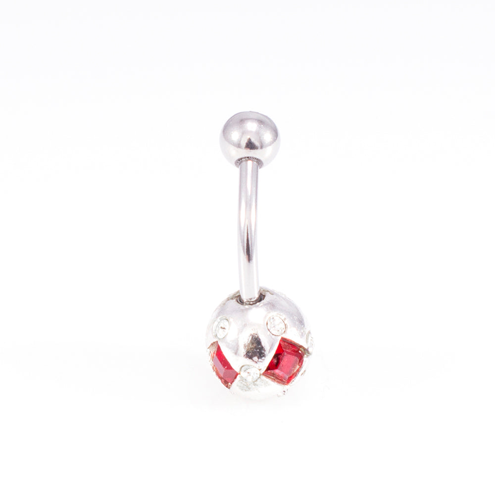 Surgical Steel 14 Gauge Belly Rings Sphere Design CZ - 7 Pack