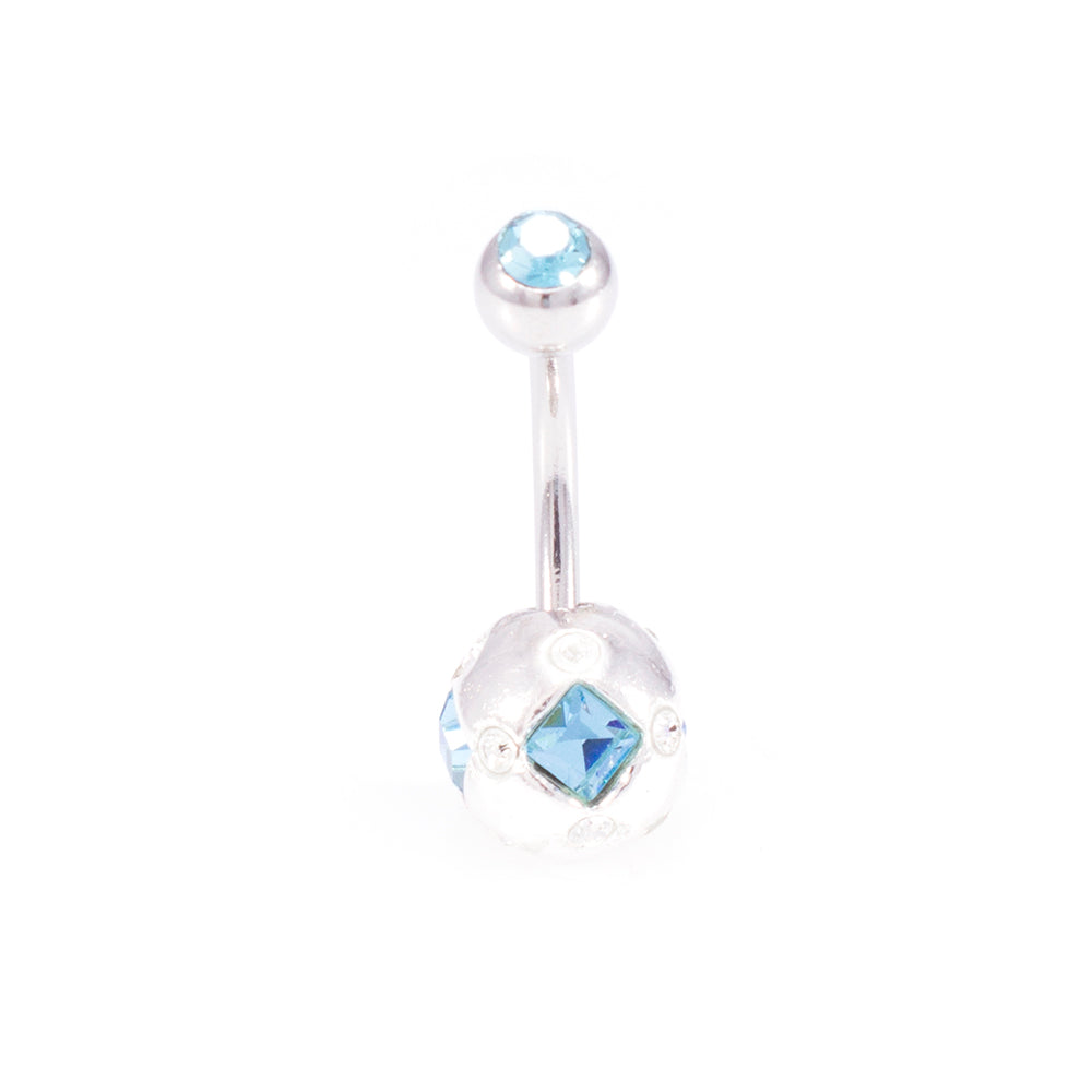 Surgical Steel 14 Gauge Belly Rings Sphere Design CZ - 7 Pack