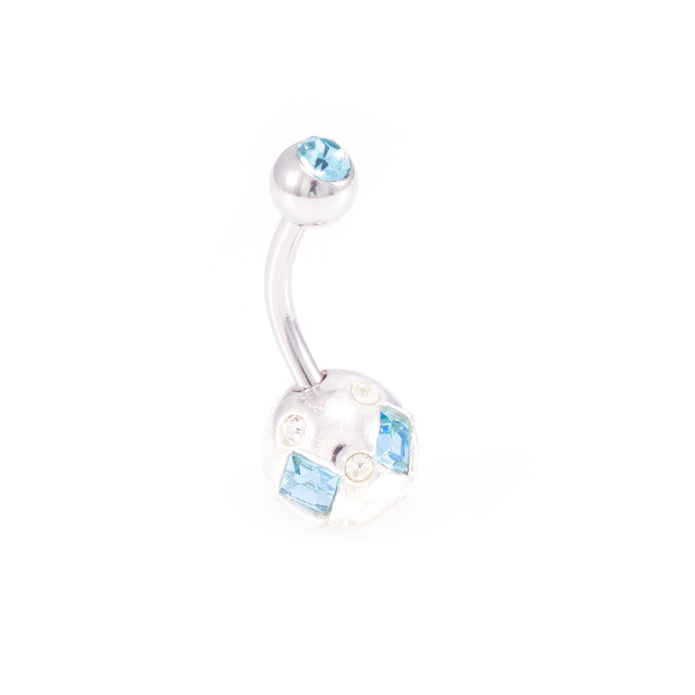 Surgical Steel 14 Gauge Belly Rings Sphere Design CZ - 7 Pack