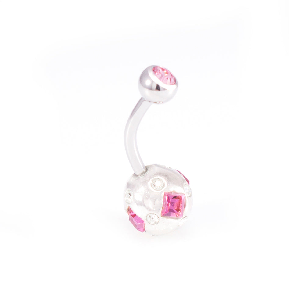 Surgical Steel 14 Gauge Belly Rings Sphere Design CZ - 7 Pack