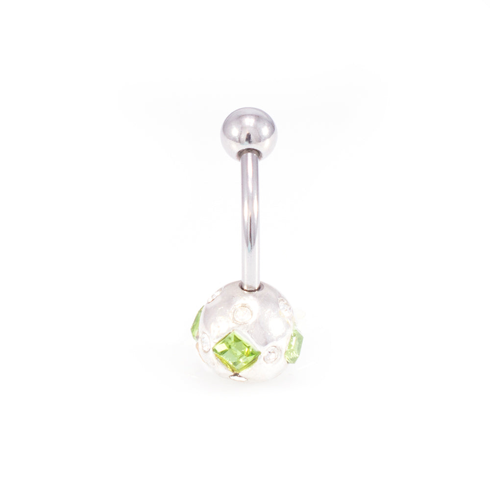 Surgical Steel 14 Gauge Belly Rings Sphere Design CZ - 7 Pack